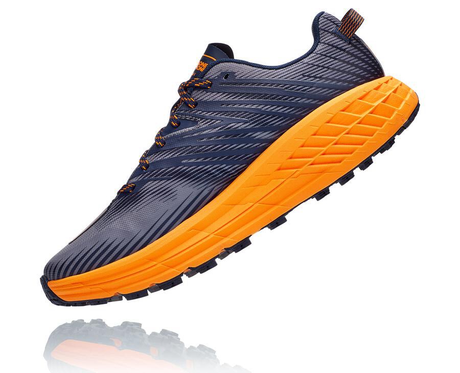 Trail Shoes Mens - Hoka One One Speedgoat 4 - Blue/Orange - CMDVZLP-24